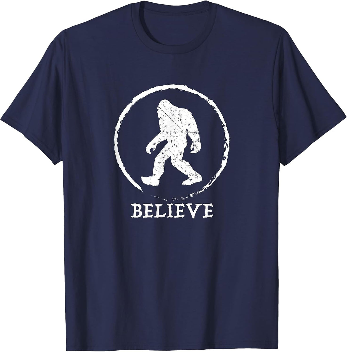 Bigfoot Sasquatch Yeti Believe T-Shirt - Navy Blue