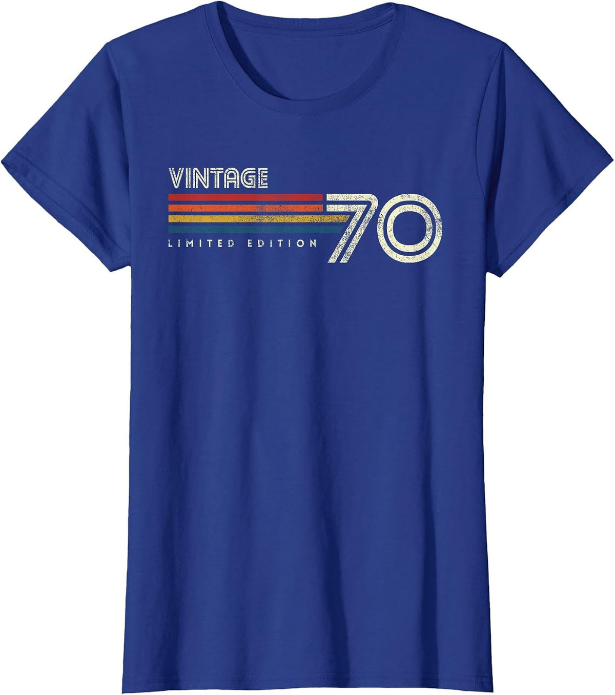 Vintage 1970 Chest Stripe Birthday T-Shirt - Royal Blue