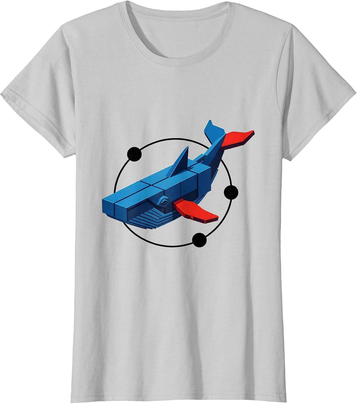 Whale Silhouette Bauhaus Modernist Ocean Animal Humor T-Shirt - Silver Grey