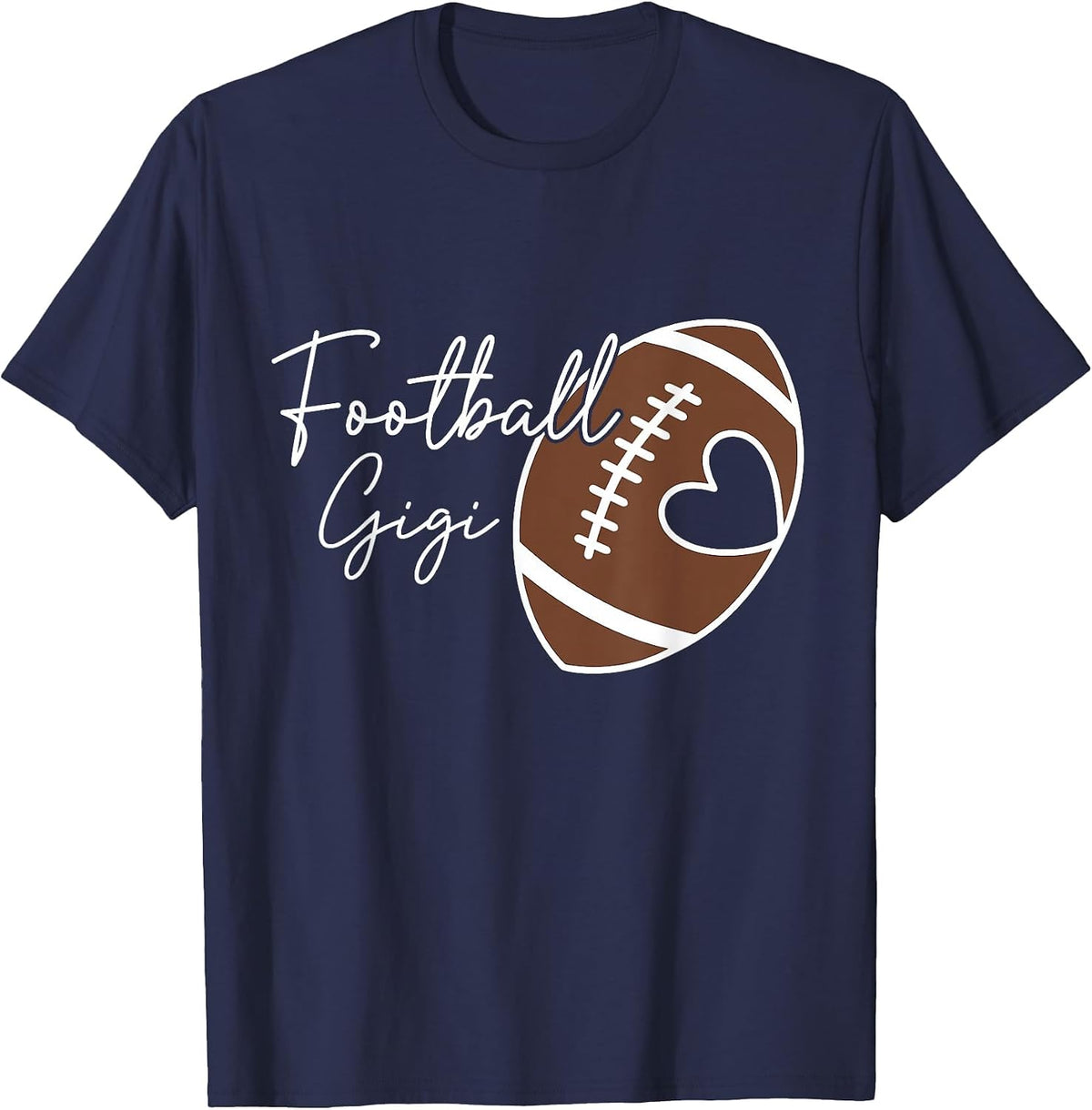 Football Gigi Love Football Player Heart T-Shirt - Navy Blue