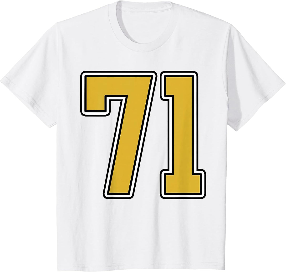Old Gold Black White Sports Number 71 Jersey Uniform Player T-Shirt - White