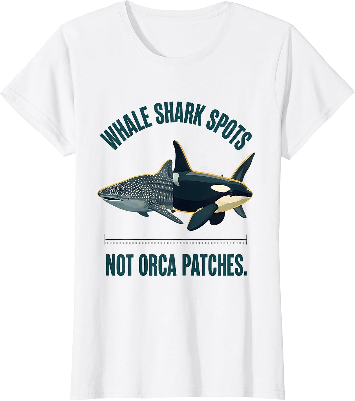 Women's Whale Shark Spots, Not Orca Patches Funny Ocean Wildlife T-Shirt - White