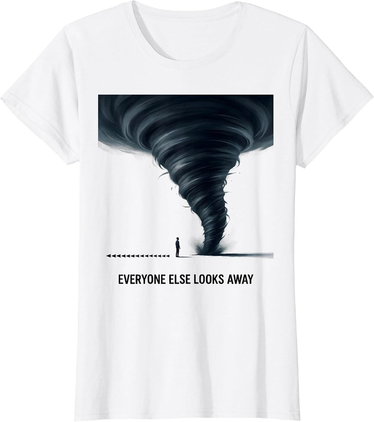 Everyone Else Looks Away Minimalist Storm Chaser Tornado T-Shirt - White