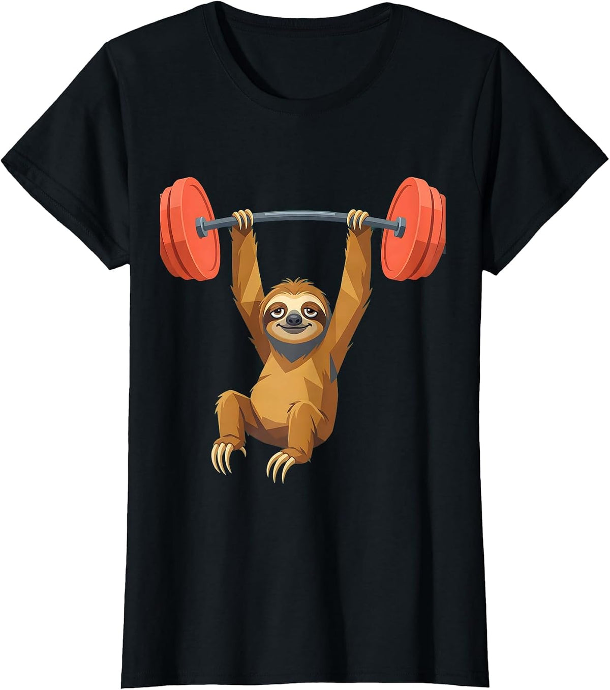 Women's Lazy Sloth Gym Weightlifting Funny Workout T-Shirt - Black