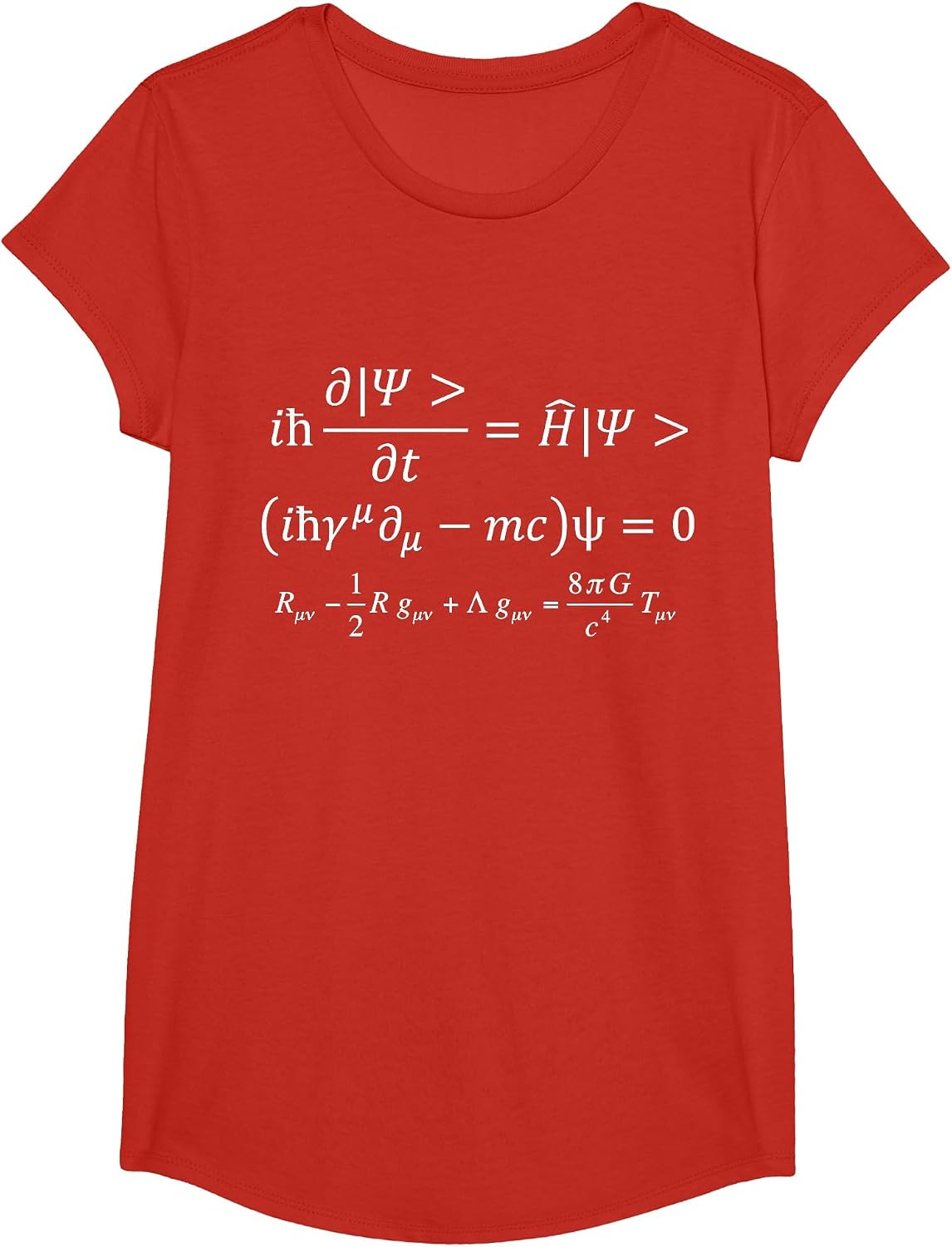 Three Fundamental Equations of Physics, Gravity and Quantum T-Shirt - Girls Red