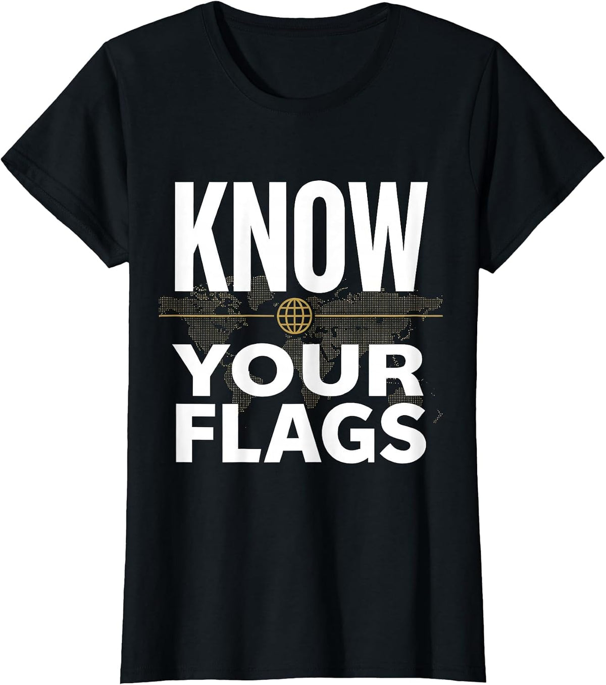 Know Your Flags World Geography Design T-Shirt - Black