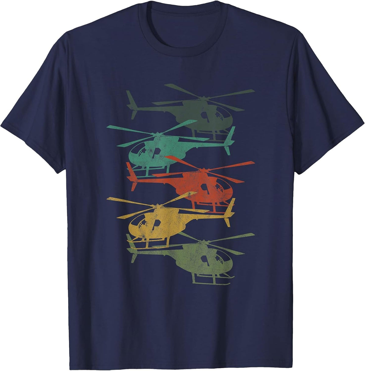 Retro Aircraft Helicopter Lover Pilot Aviation T-Shirt - Navy Blue