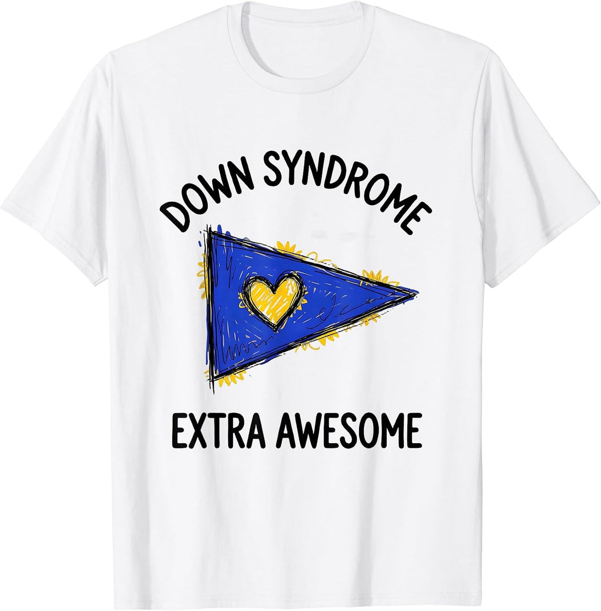 Men's Down Syndrome Extra Awesome Hand-Sketched Awareness Support T-Shirt - White