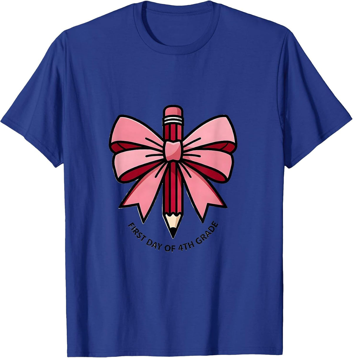 First Day Of 4th Grade Coquette Bow Back To School Girl T-Shirt - Royal Blue