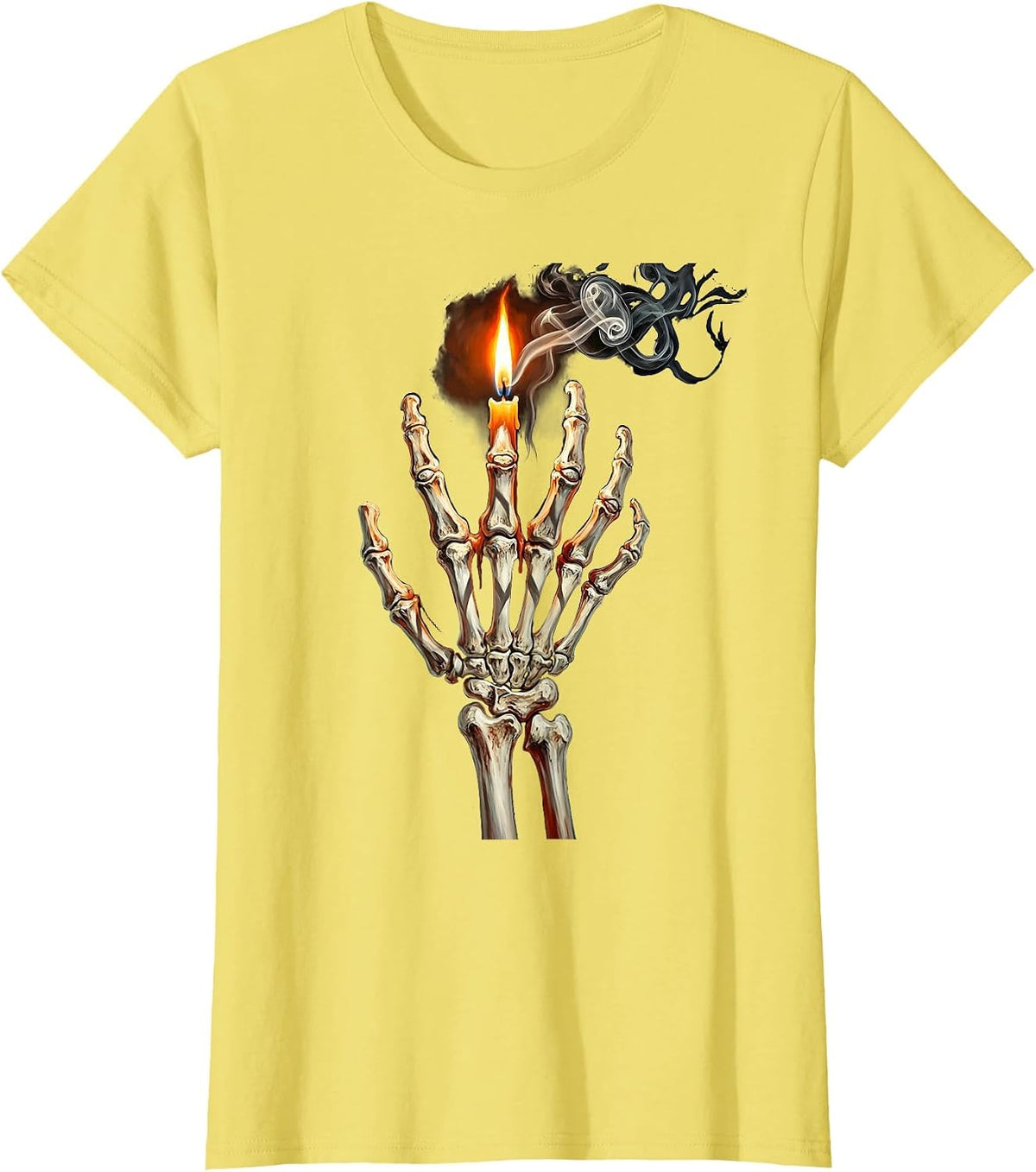 Skeletal Hand Reaching for Light Dark Gothic Art T-Shirt - Lemon Yellow