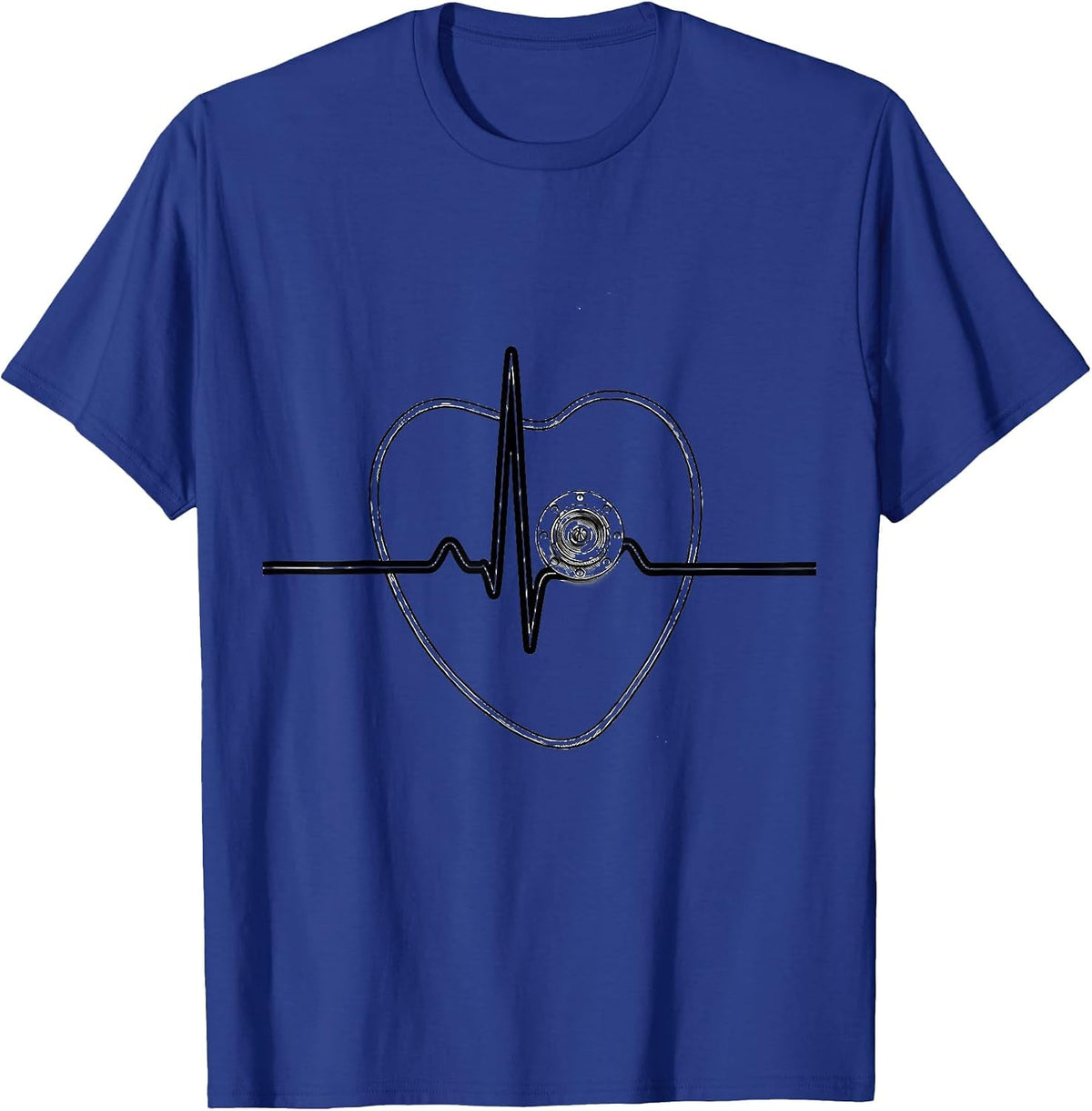 Cardiac Trace Valve Line Art Heart Survivor Humor T-Shirt - Royal Blue