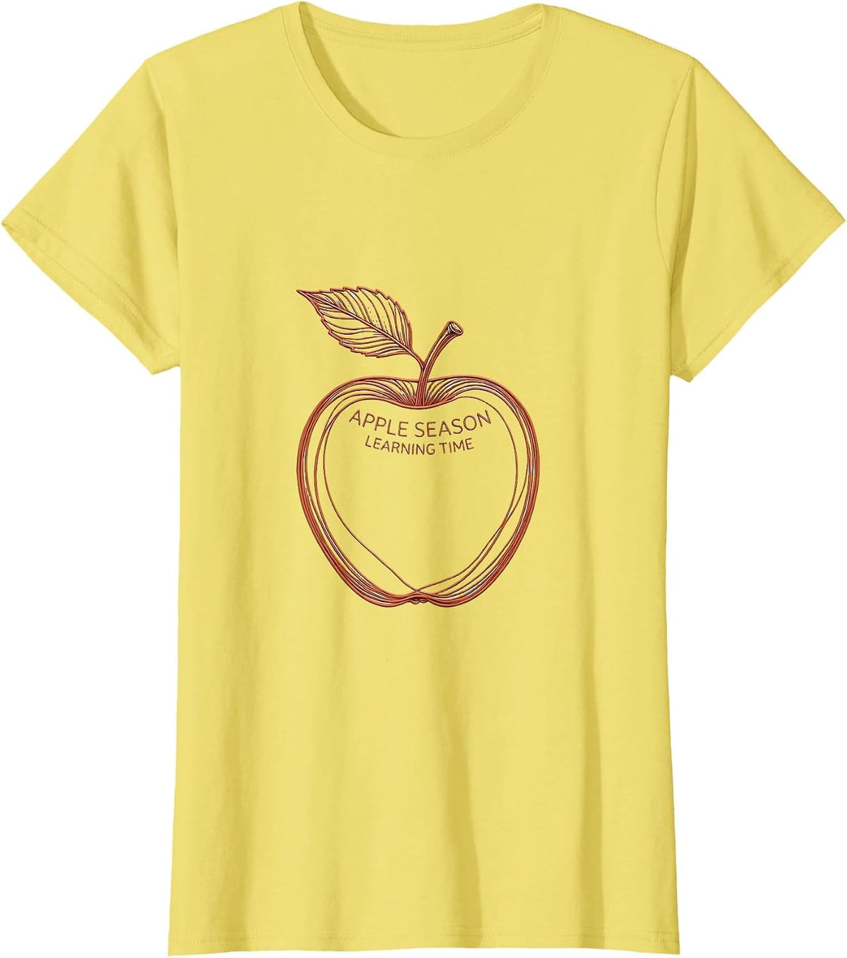 Apple Season Learning Time Fall Teacher Design T-Shirt - Lemon Yellow