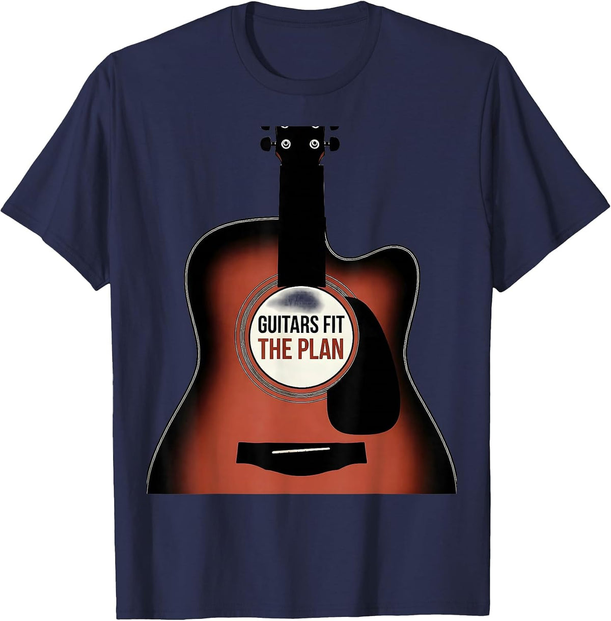 Guitars Fit The Plan Funny Guitarist Rock Music Enthusiast T-Shirt - Navy Blue