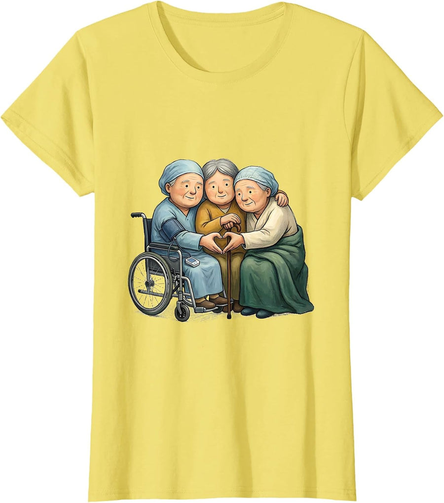 Women's Patient Huddle Heartwarming Nurse Valentine Humor T-Shirt - Lemon Yellow