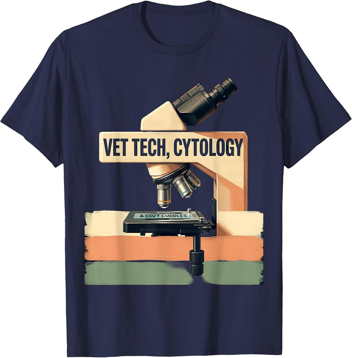 Vet Tech Cytology Cozy Cuddles Veterinary Technician T-Shirt - Navy Blue