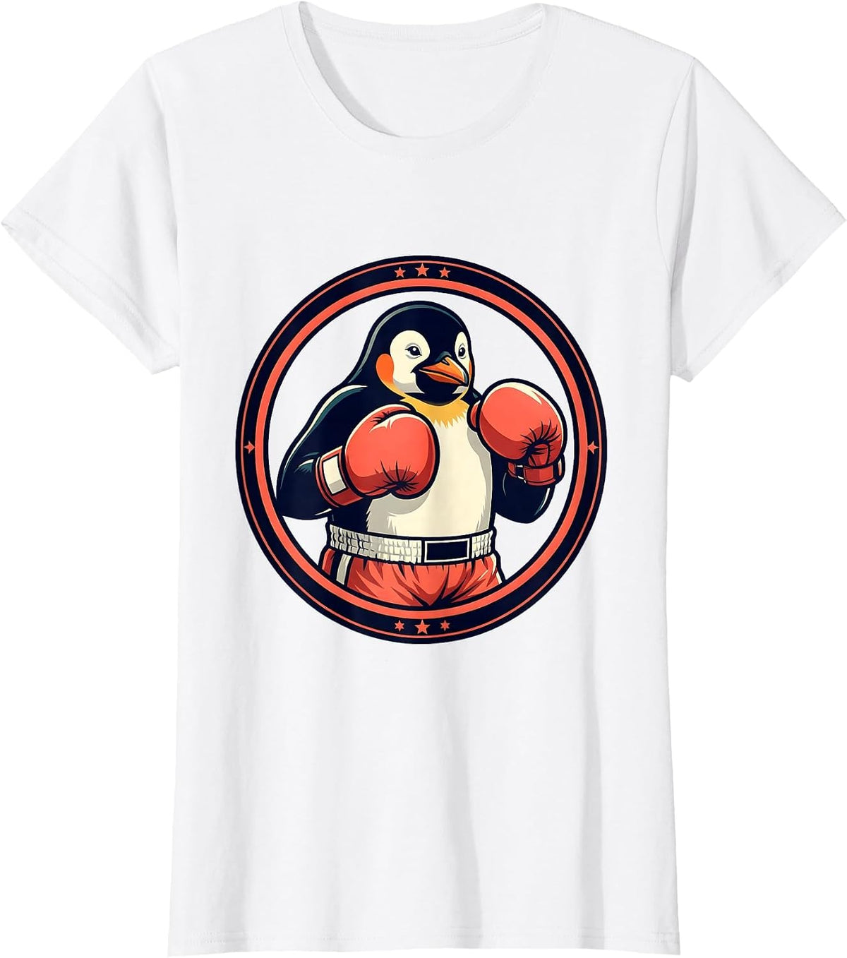 Penguin Boxing Gloves Fighter Graphic T-Shirt - White
