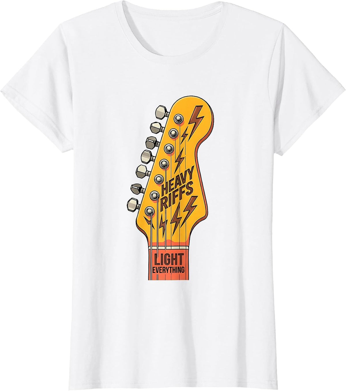 Heavy Riffs Light Everything Vintage Rock Band T-Shirt - White