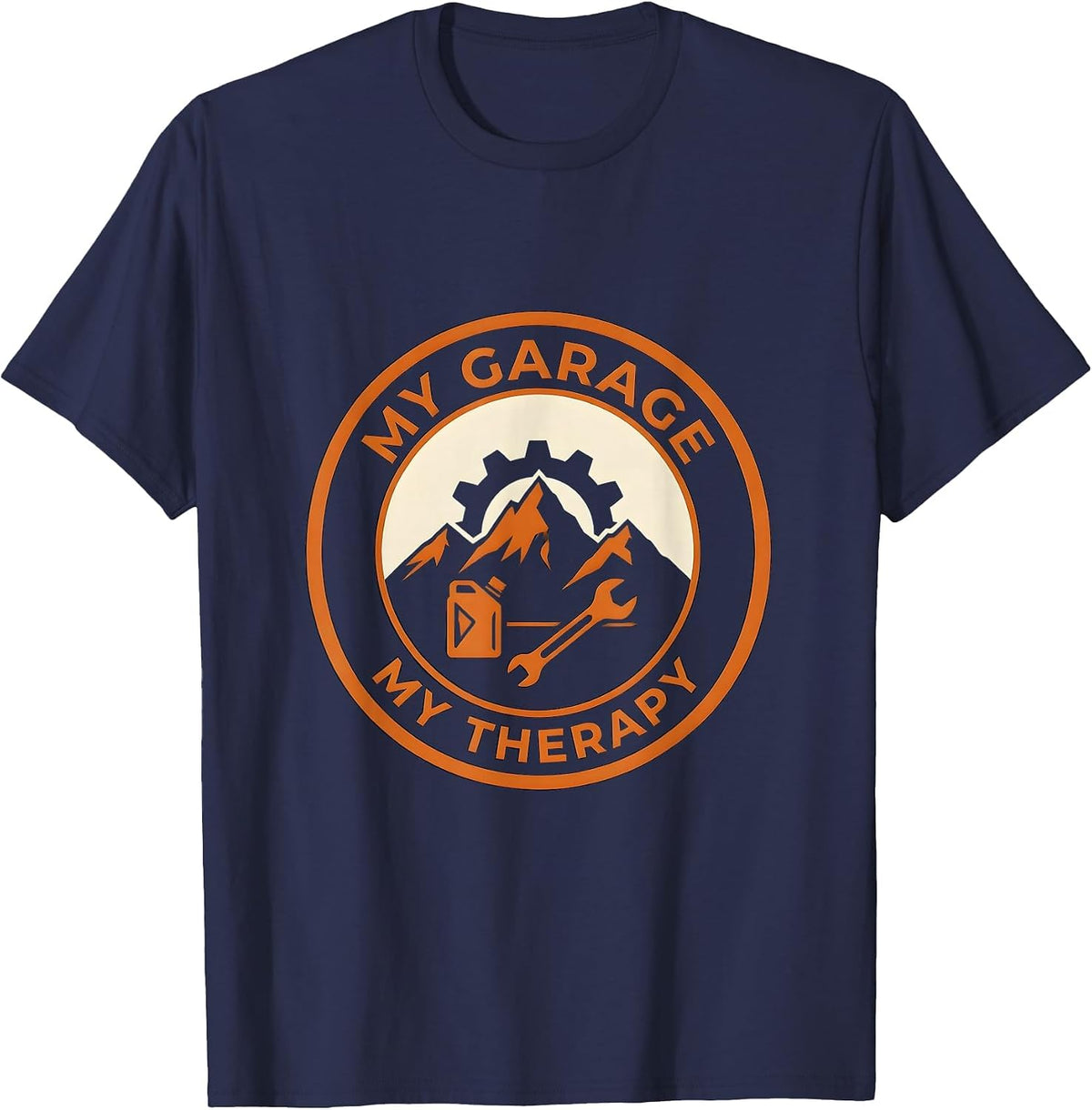 My Garage My Therapy Workshop Design T-Shirt - Navy Blue