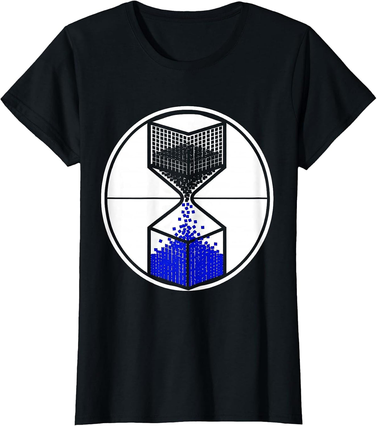 Women's Binary Hourglass Digital Time Graphic Tee T-Shirt - Black