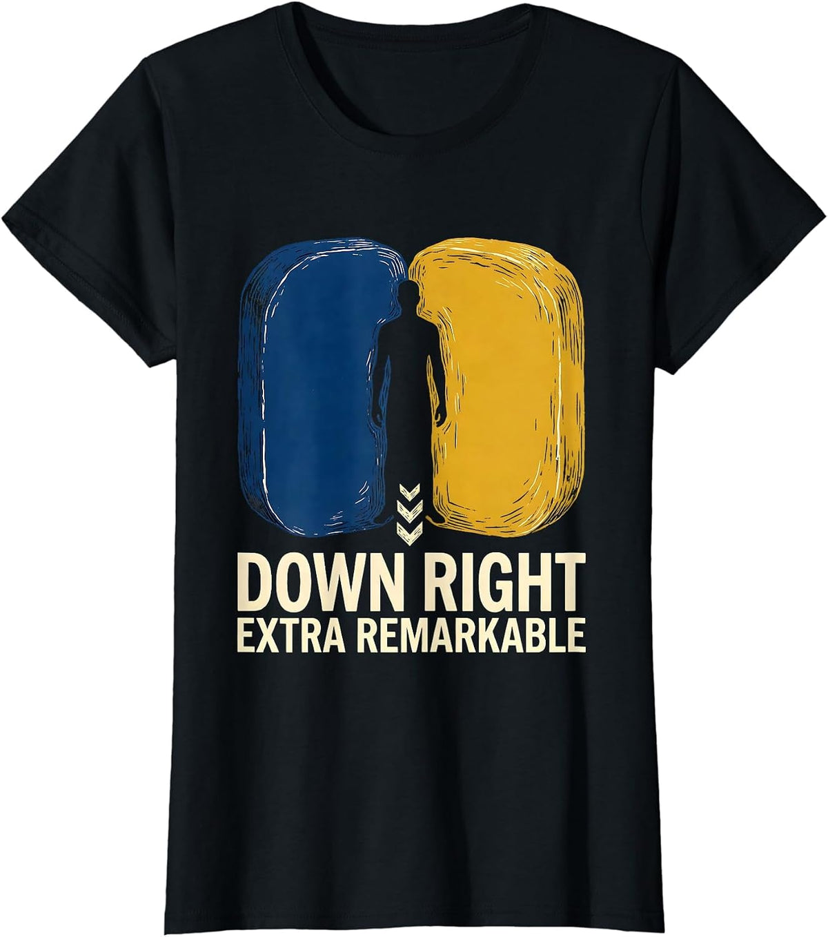 Down Right Extra Remarkable Linocut Down Syndrome Family T-Shirt - Black