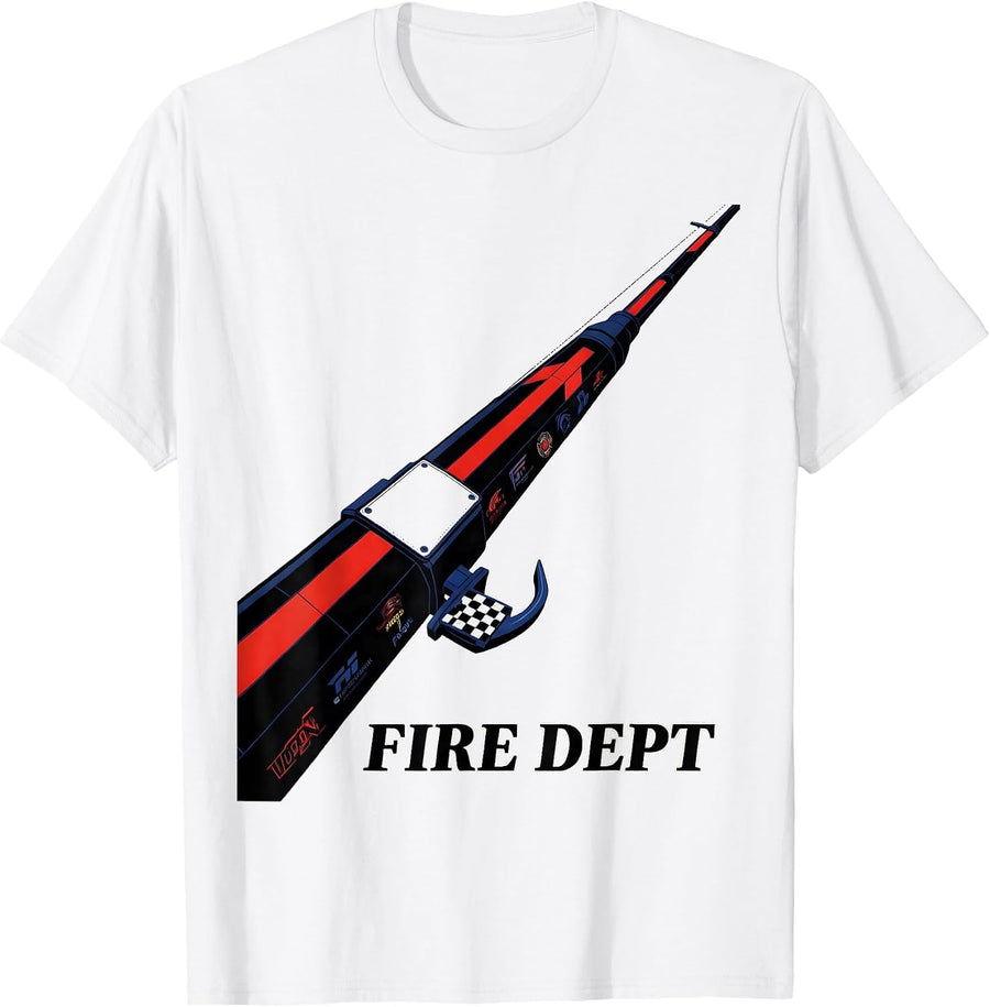 Men's FIRE DEPT Racing Livery Firefighter Department Pride Humor T-Shirt - White