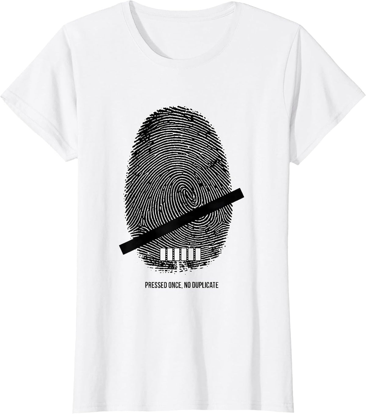 Pressed Once No Duplicate Rubber Stamp Motivational T-Shirt - White
