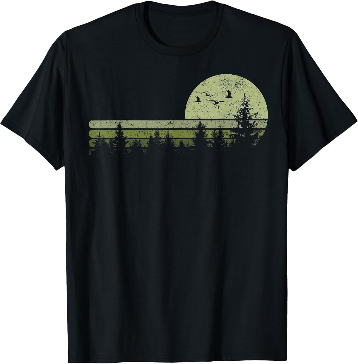 Vintage Forest Nature Trees Hiking Outdoor Wildlife T-Shirt - Black