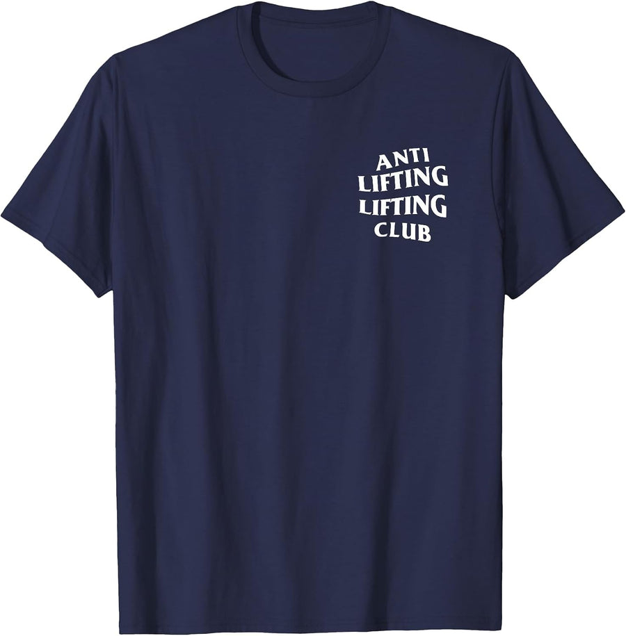 Anti Lifting Lifting Club: White Logo (Front + Back) T-Shirt - Navy Blue
