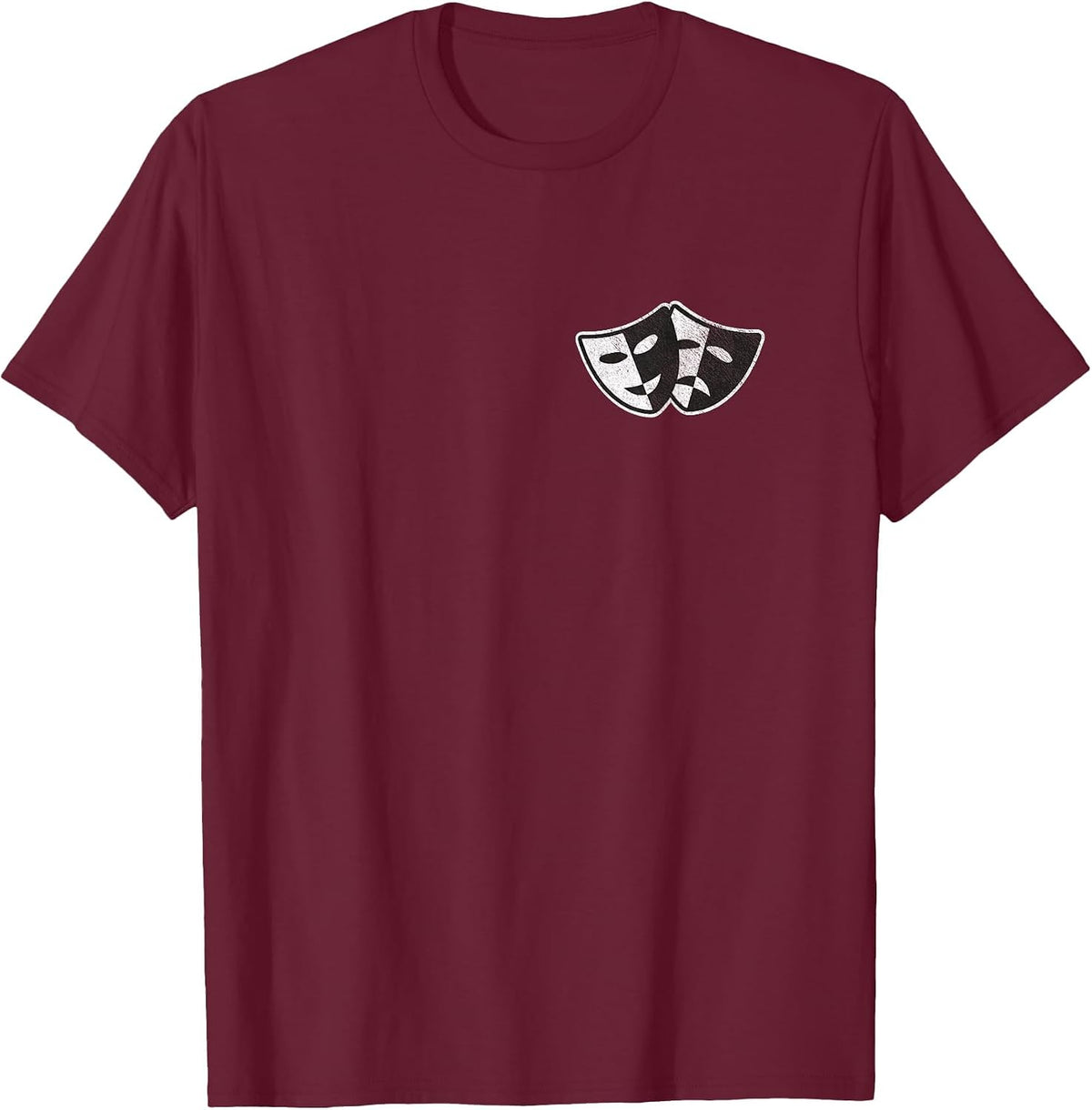 Theatre Masks Drama and Comedy Sad and Laughing T-Shirt - Burgundy
