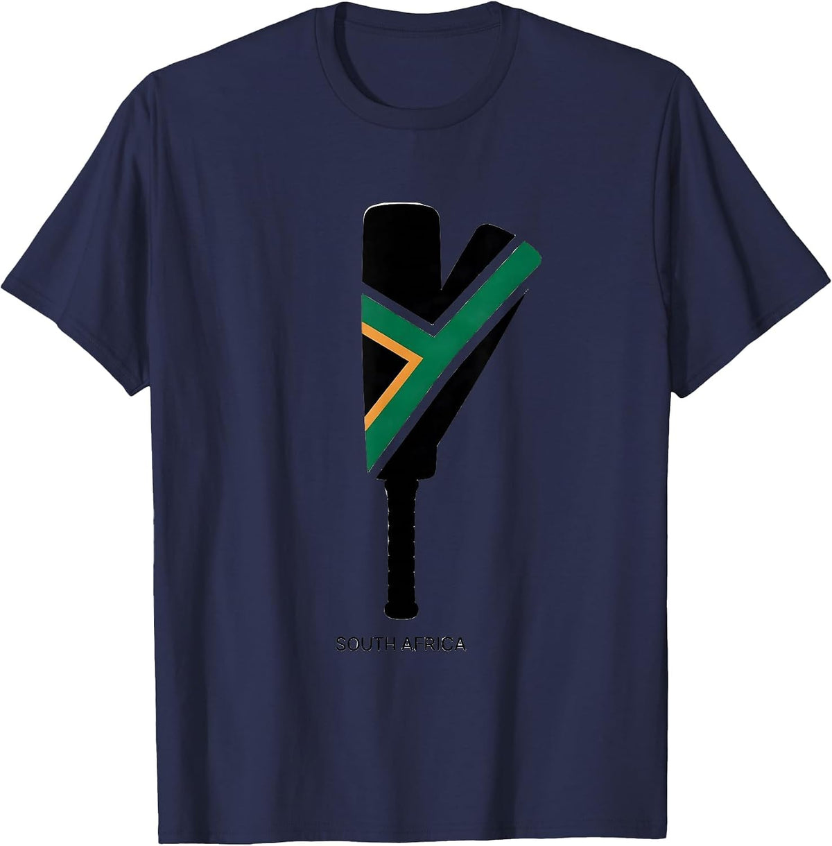 Men's South Africa Cricket Bat Silhouette National Pride T-Shirt - Navy Blue