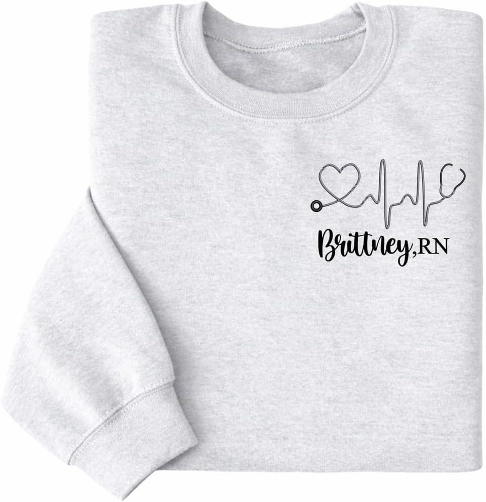 Personalized Nurse Embroidered Sweatshirt, Custom Name, Gift for Registered Nurse Uniform, Graduating nursing Gift - Design