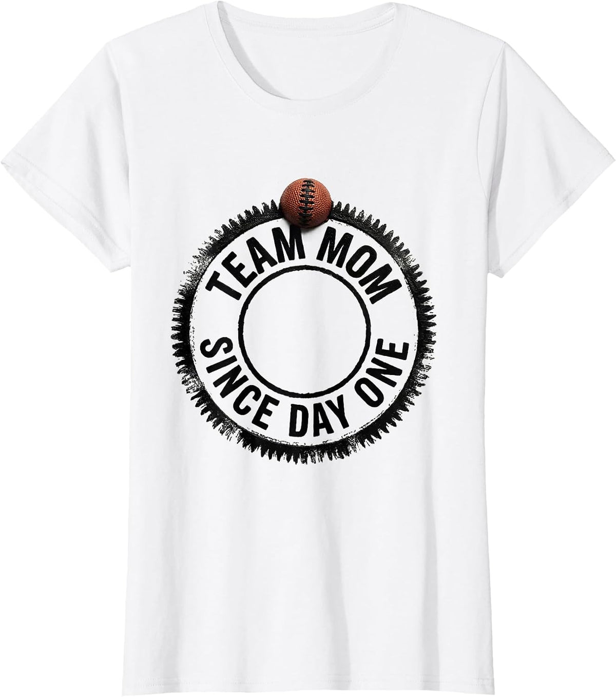 Women's Team Mom Since Day One Rubber Stamp Sports Family Matching T-Shirt - White