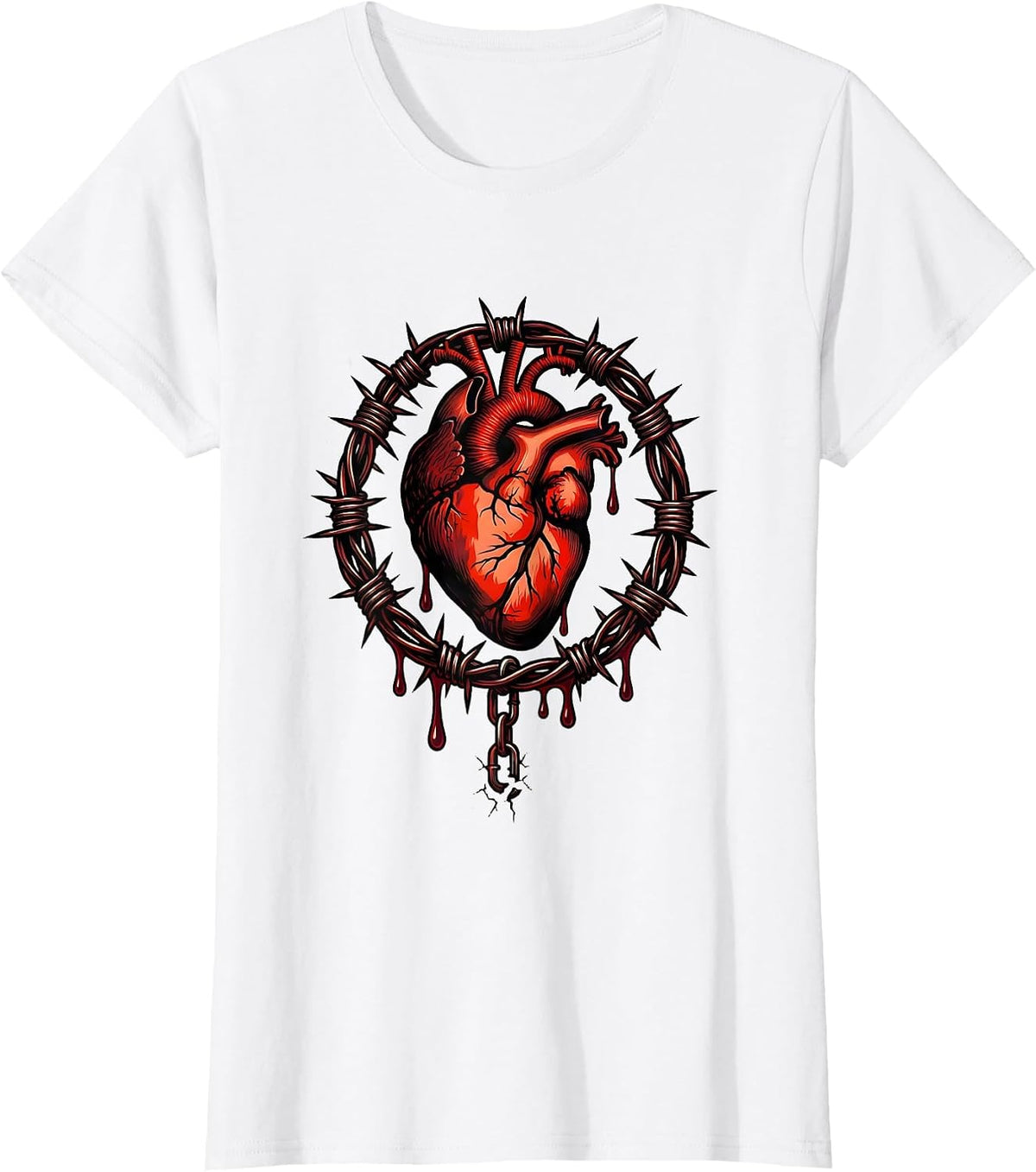 Freedom Bleeding Heart Barbed Wire Graphic T-Shirt - White