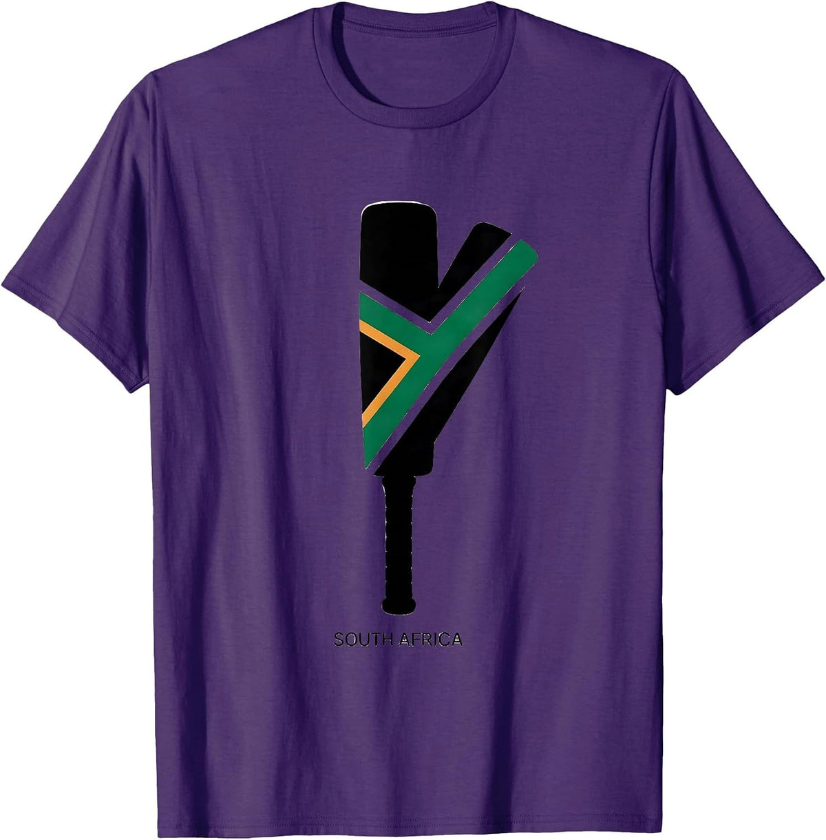 Men's South Africa Cricket Bat Silhouette National Pride T-Shirt - Purple