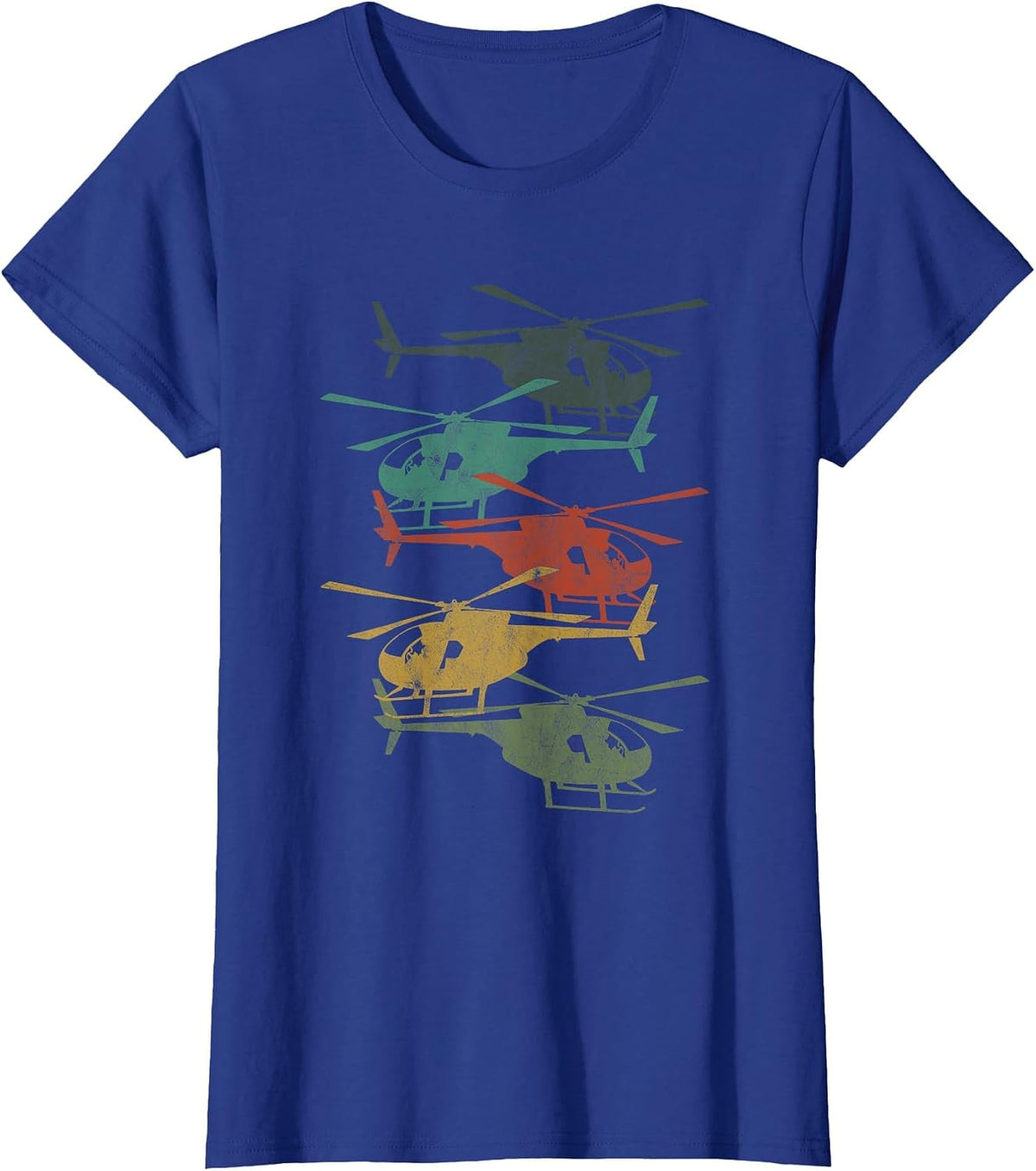 Retro Aircraft Helicopter Lover Pilot Aviation T-Shirt - Royal Blue