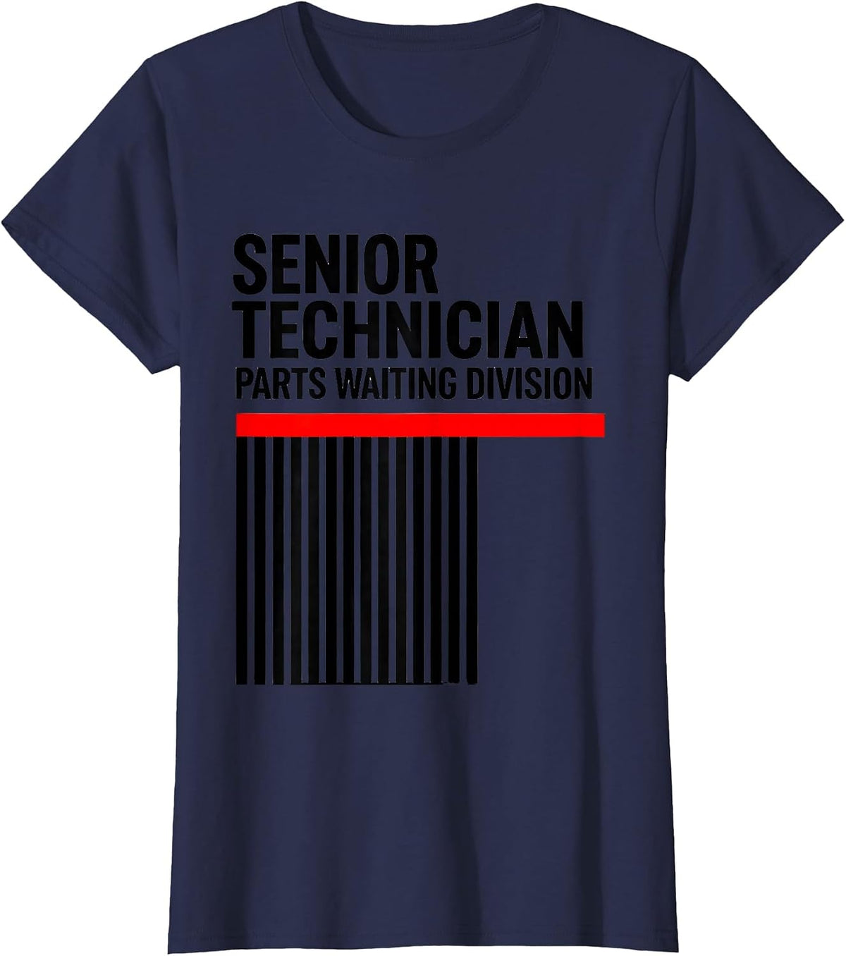 Women's Senior Technician Parts Waiting Division Funny Mechanic T-Shirt - Navy Blue