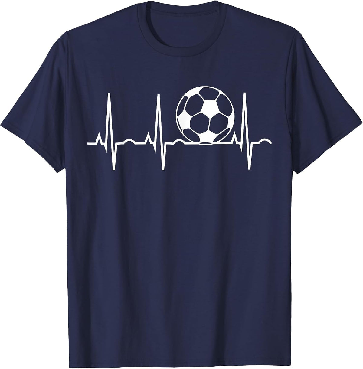 Soccer Heartbeat - Soccer Ball Heartbeat T-Shirt - Navy Blue
