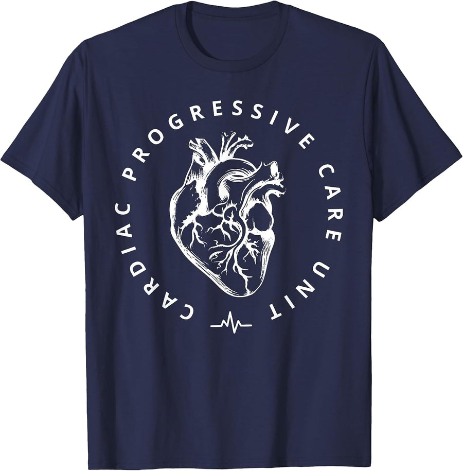 Cardiac Progressive Care Unit Cardiovascular Nurse CVICU T-Shirt - Navy Blue