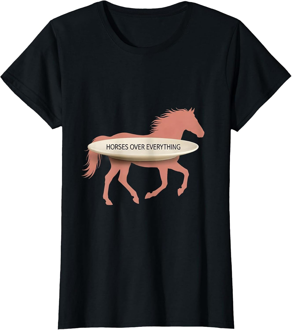 Horses Over Everything Western Design T-Shirt - Black