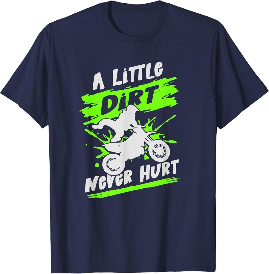A Little Dirt Never Hurt Funny Motocross Dirtbike Lover T-Shirt - Navy Blue