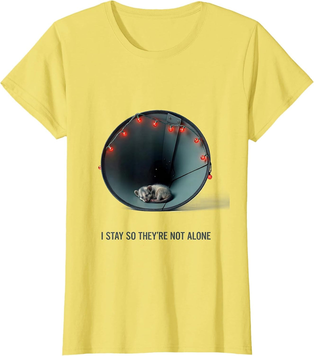 I Stay So They're Not Alone Funny Vet Tech Christmas T-Shirt - Lemon Yellow