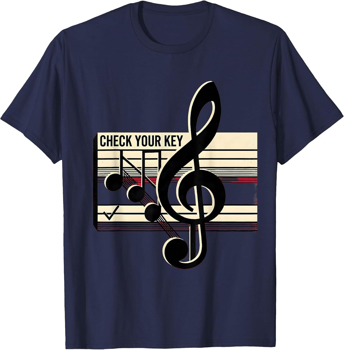 Men's Check Your Key Funny Music Teacher Gift Idea T-Shirt - Navy Blue