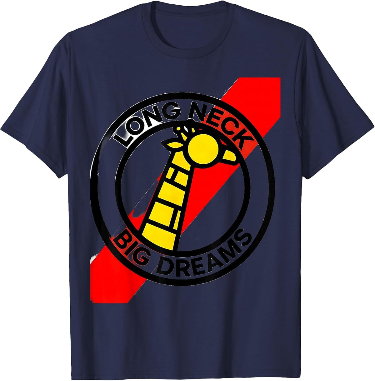 Men's Long Neck Big Dreams Giraffe Graphic Design T-Shirt - Navy Blue