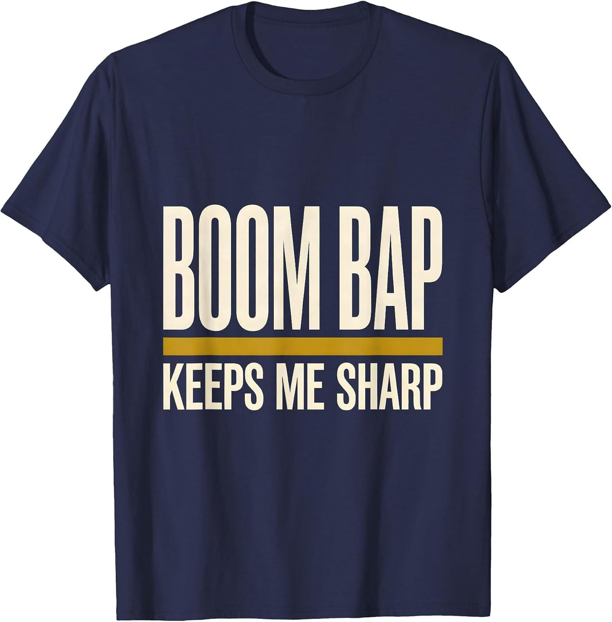 Men's Boom Bap Keeps Me Sharp Vintage Rap Lyric Quote Old School T-Shirt - Navy Blue