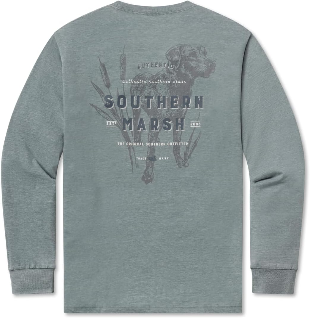 Southern Marsh Men's SEAWASH Tee - Dog - Long Sleeve - Burnt Sage