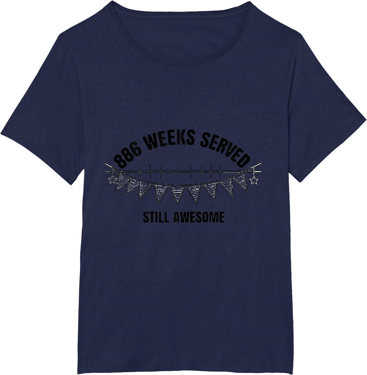 Women's 886 Weeks Served Still Awesome Vintage Birthday Humor T-Shirt - Navy Blue