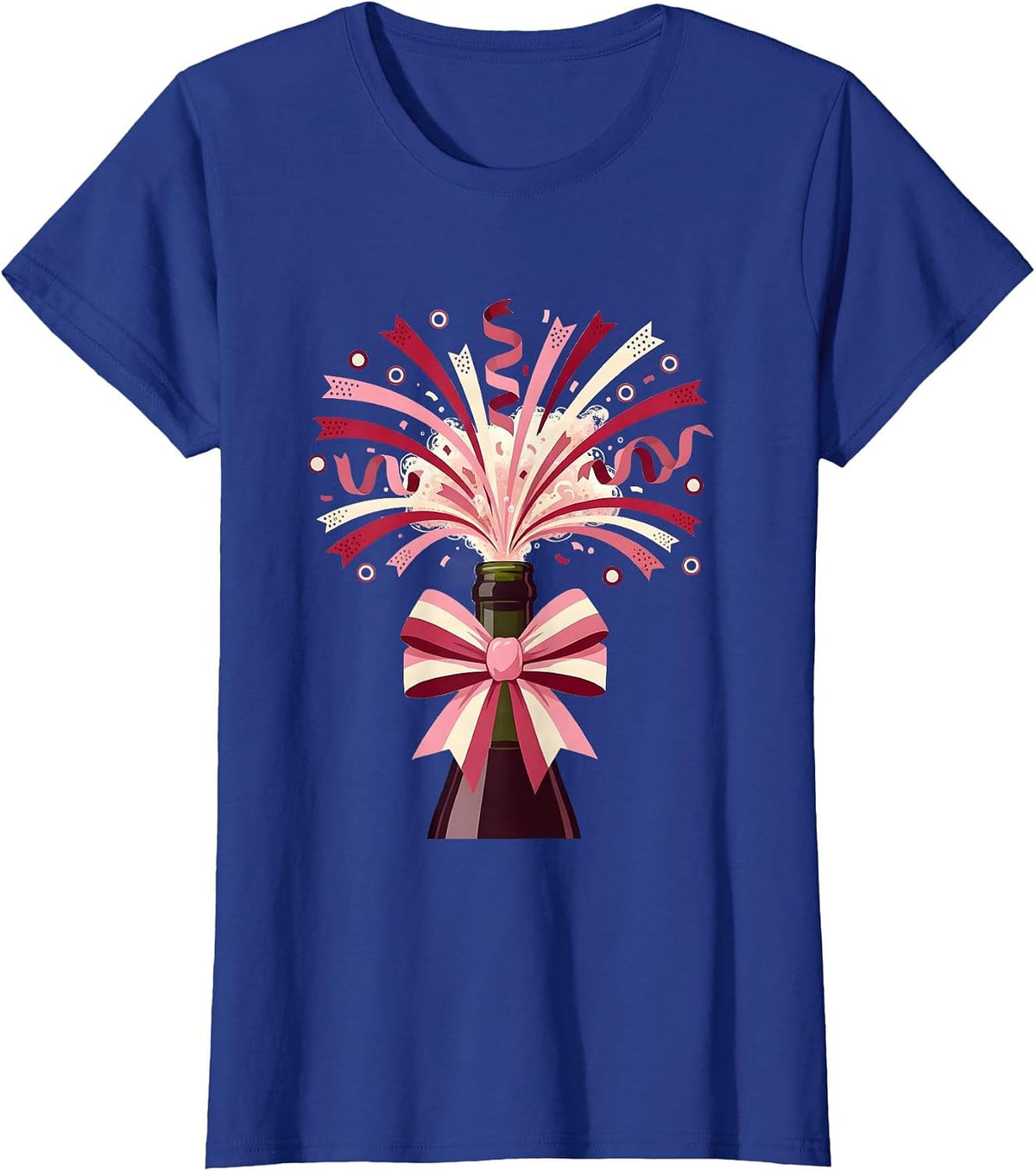 Women's 21st Birthday Champagne Explosion Confetti Design T-Shirt - Royal Blue