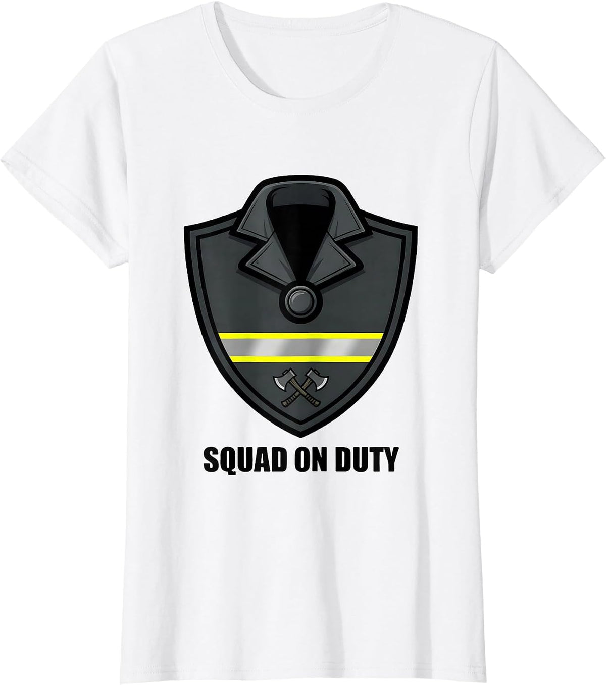 SQUAD ON DUTY Firefighter Badge Humor Fireman Gift T-Shirt - White