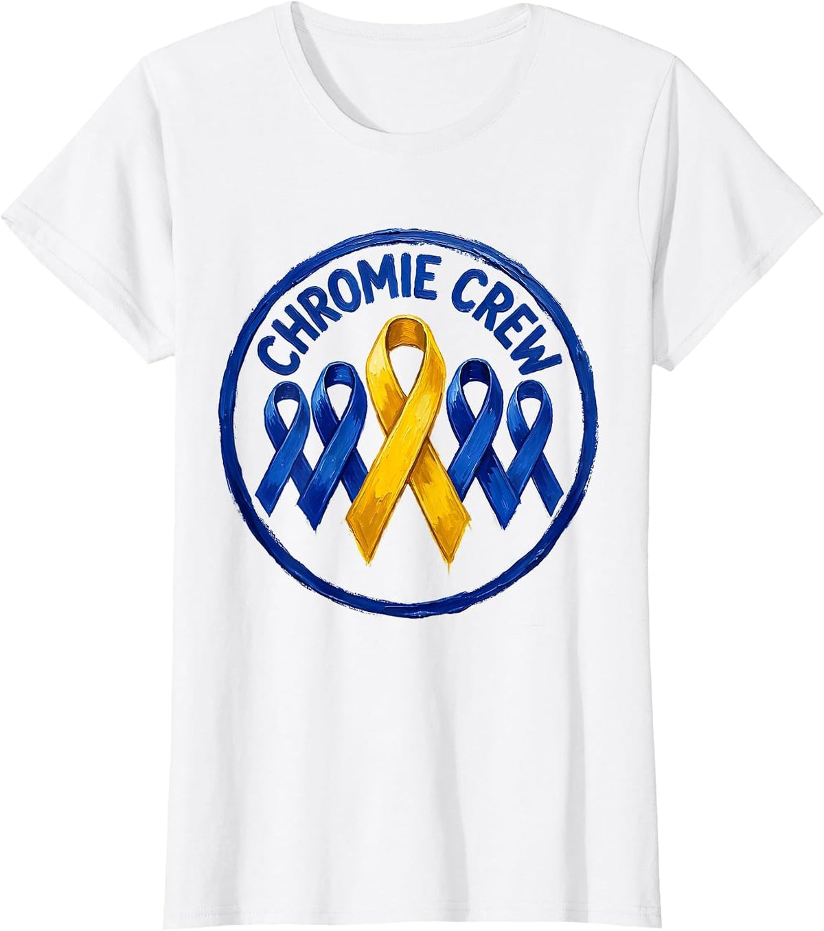 Chromie Crew Bold Hand-Painted Down Syndrome Awareness T-Shirt - White
