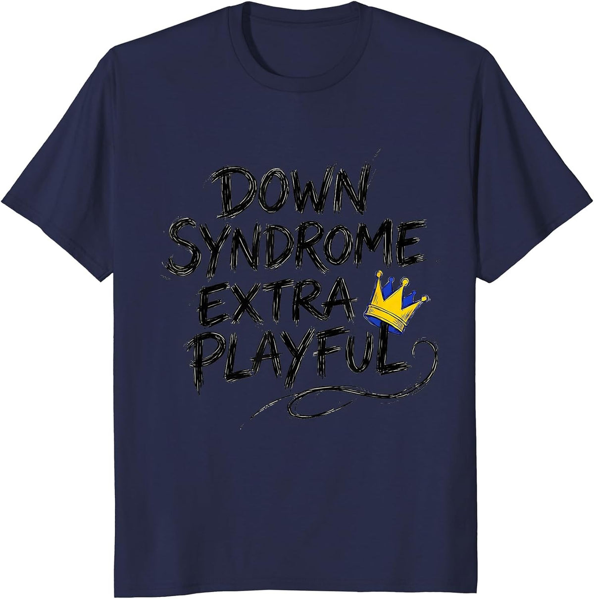 Down Syndrome Extra Playful Family Support Awareness Gift T-Shirt - Navy Blue